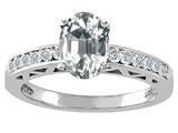 Tommaso Design™ Genuine White Topaz and Diamond Solitaire Engagement Ring