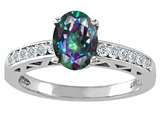 Tommaso Design™ Oval 8x6mm Mystic Rainbow Topaz and Diamond Solitaire Engagement Ring