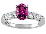 Tommaso Design™ Oval 8x6mm Genuine Rhodolite and Diamond Solitaire Engagement Ring