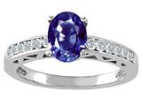 Tommaso Design™ Oval 8x6mm Genuine Iolite and Diamond Solitaire Engagement Ring