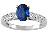 Tommaso Design™ Genuine Sapphire and Diamond Solitaire Engagement Ring