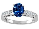Tommaso Design™ Oval 8x6mm Created Sapphire and Diamond Solitaire Engagement Ring
