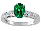 Tommaso Design™ Oval 8x6mm Simulated Emerald And Diamond Solitaire Engagement Ring