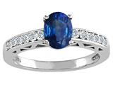 Tommaso Design™ Genuine Sapphire and Diamond Solitaire Engagement Ring