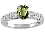 Tommaso Design™ Oval 7x5mm Genuine Green Sapphire and Diamond Solitaire Engagement Ring