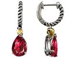 Rope Design Created Ruby Pear 10x7 Hoop Drop Hanging Earrings