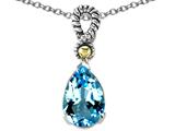 Genuine 11x8mm Blue Topaz Pendant