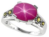Genuine Oval Lab Created Star Ruby Ring