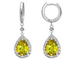 Original Star K™ Genuine Citrine 1.50 Inch Drop Earrings Dangling On 35mm Huggie Hoop