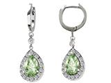 Original Star K™ Genuine Green Amethyst 1.50 Inch Drop Earrings Dangling On 35mm Huggie Hoop