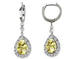 Original Star K™ Oval 9x7mm Genuine Lemon Quartz  Drop Earrings Dangling On Huggie Hoop