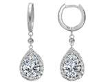 Original Star K™ Genuine White Topaz 1.50 Inch Drop Earrings Dangling On 35mm Huggie Hoop
