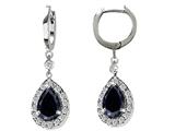 Original Star K™ Genuine Black Sapphire 1.50 Inch Drop Earrings Dangling On 35mm Huggie Hoop