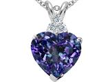 Tommaso Design™ 8mm Heart Shape Simulated Alexandrite And Genuine Diamond Pendant