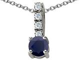 Original Star K™ Genuine Round 6mm Black Sapphire Pendant