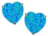 Original Star K™ 7mm Heart Shape Created Blue Opal Earring Studs