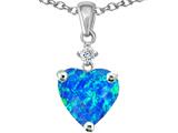 Original Star K™ Heart Shape 8mm Created Blue Opal Pendant