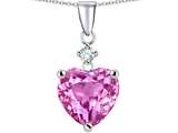 Original Star K™ 8mm Heart Shape Created Pink Sapphire Pendant