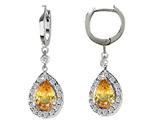 Original Star K™ Simulated Yellow Sapphire 1.50 Inch Drop Earrings Dangling On 35mm Huggie Hoop