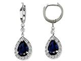Original Star K™ Created Sapphire 1.50 Inch Drop Earrings Dangling On 35mm Huggie Hoop