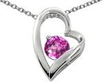 Original Star K™ 7mm Round Created Pink Sapphire Heart Pendant