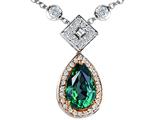 Original Star K™ Two Tone Simulated Pear Shaped Emerald Necklace