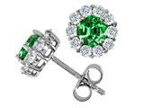Original Star K™ Round Simulated Emerald Earrings