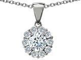 Original Star K™ Genuine Round White Topaz Pendant
