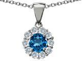 Original Star K™ Genuine Round Blue Topaz Pendant