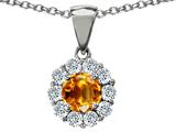 Original Star K™ Genuine Round Citrine Pendant