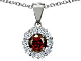 Original Star K™ Genuine Round Garnet Pendant