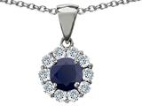 Original Star K™ Genuine Round 6mm Black Sapphire Pendant