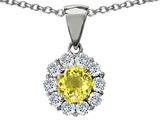 Original Star K™ Genuine Round Lemon Quartz Pendant