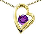 Tommaso Design™ Heart Shaped Genuine Amethyst 7mm Round Pendant