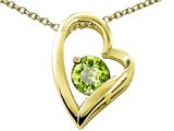 Tommaso Design™ Heart Shaped Genuine Peridot 7mm Round Pendant