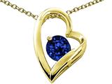 Tommaso Design™ Heart Shaped Created Sapphire 7mm Round Pendant
