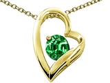 Tommaso Design™ Heart Shaped Simulated Emerald 7mm Round Pendant