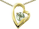 Tommaso Design™ Heart Shaped Genuine Green Amethyst 7mm Round  Pendant