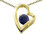 Tommaso Design™ Heart Shaped Genuine Black Sapphire 7mm Round Pendant