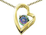 Tommaso Design™ Heart Shaped Mystic Rainbow Topaz Round 7mm Pendant