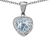 Original Star K™ 925 Genuine Heart Shaped Aquamarine Pendant