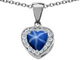 Original Star K™ 925 Created Heart Shaped Star Sapphire Pendant