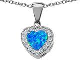 Original Star K™ 925 Created Heart Shaped Blue Opal Pendant