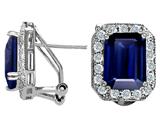 Original Star K™ Created Emerald Cut Sapphire Earrings