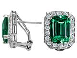 Original Star K™ Emerald Cut Simulated Emerald Classic Octagon Earrings
