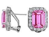Original Star K™ Created Emerald Cut Pink Sapphire Earrings
