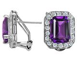 Original Star K™ Genuine Emerald Cut Amethyst Earrings