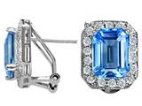 Original Star K™ Genuine Emerald Cut Blue Topaz Earrings