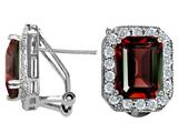 Original Star K™ Genuine Emerald Cut Garnet Earrings