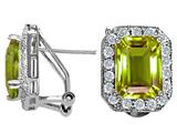 Original Star K™ Genuine Emerald Cut Peridot Earrings